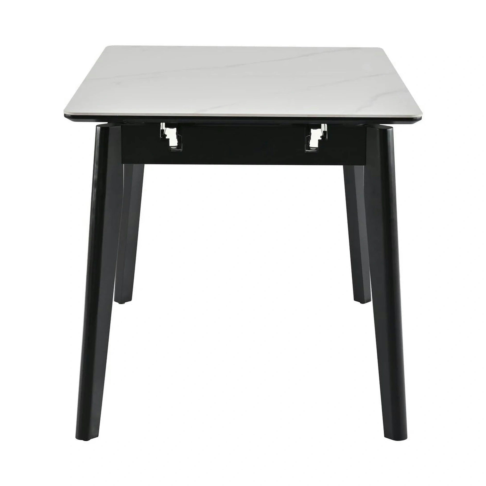 Masa extensibila OSTEN, alb cu efect de marmura/negru, 110/140x80x76 cm