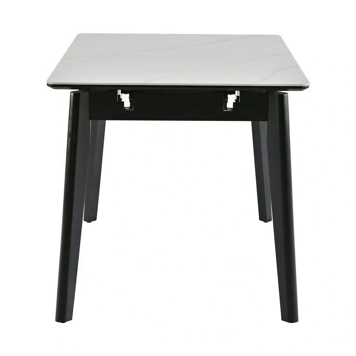 Masa extensibila OSTEN, alb cu efect de marmura/negru, 110/140x80x76 cm