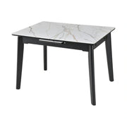Masa extensibila OSTEN, alb cu efect de marmura/negru, 120/160x80x76 cm