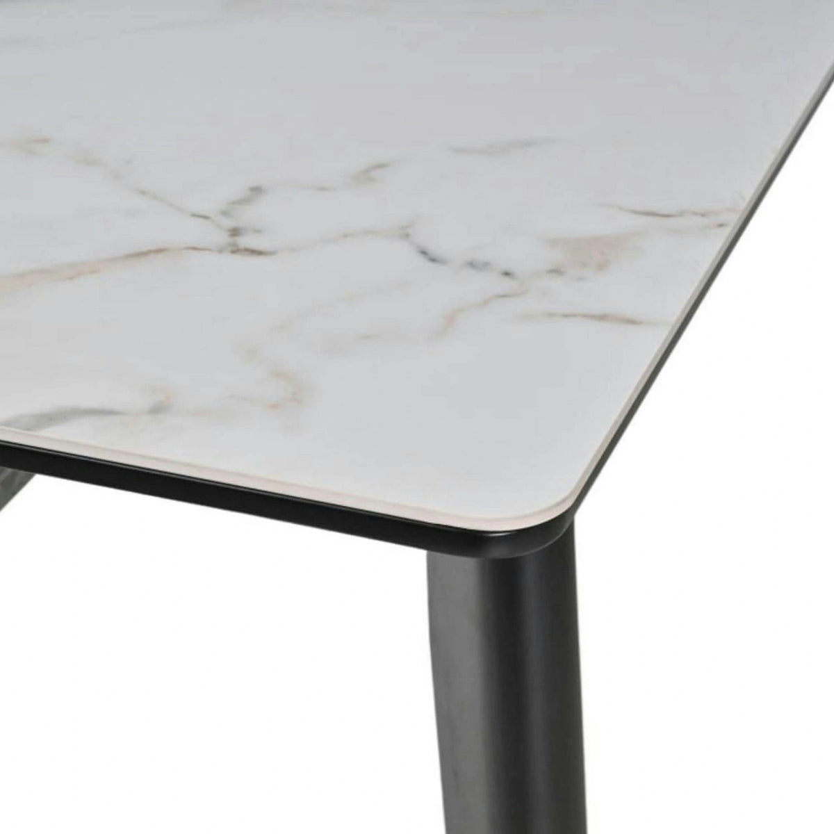 Masa extensibila OSTEN, alb cu efect de marmura/negru, 120/160x80x76 cm