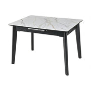 Masa extensibila OSTEN, alb cu efect de marmura/negru, 120/160x80x76 cm
