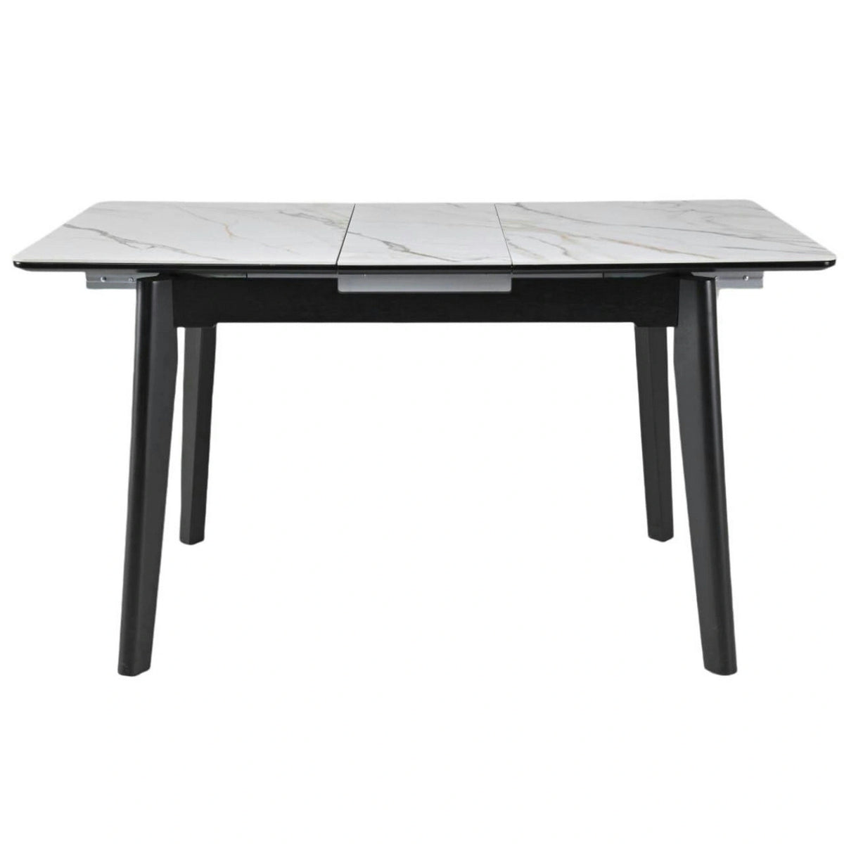Masa extensibila OSTEN, alb cu efect de marmura/negru, 120/160x80x76 cm