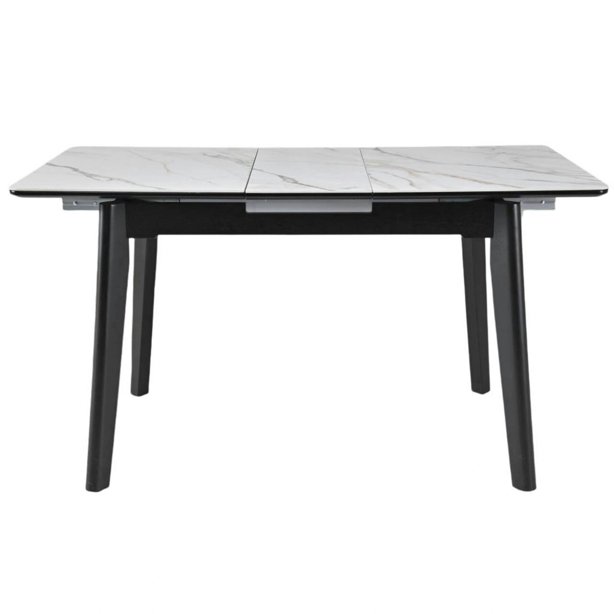 Masa extensibila OSTEN, alb cu efect de marmura/negru, 120/160x80x76 cm
