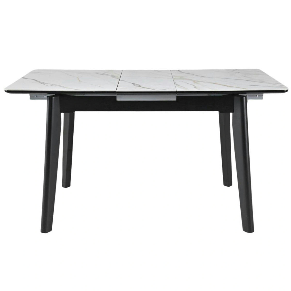Masa extensibila OSTEN, alb cu efect de marmura/negru, 120/160x80x76 cm