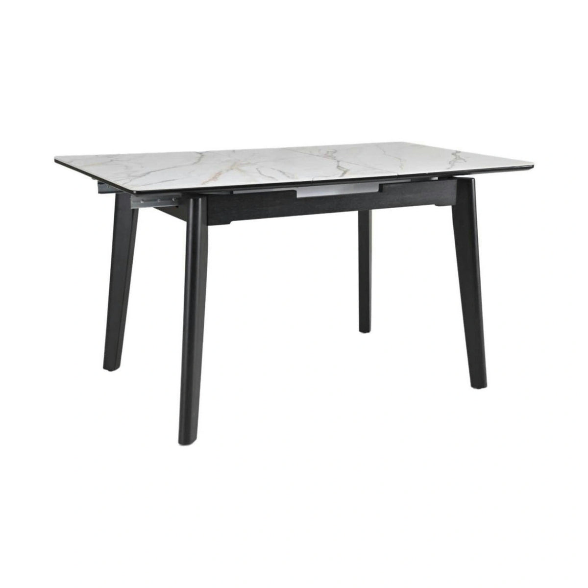 Masa extensibila OSTEN, alb cu efect de marmura/negru, 120/160x80x76 cm