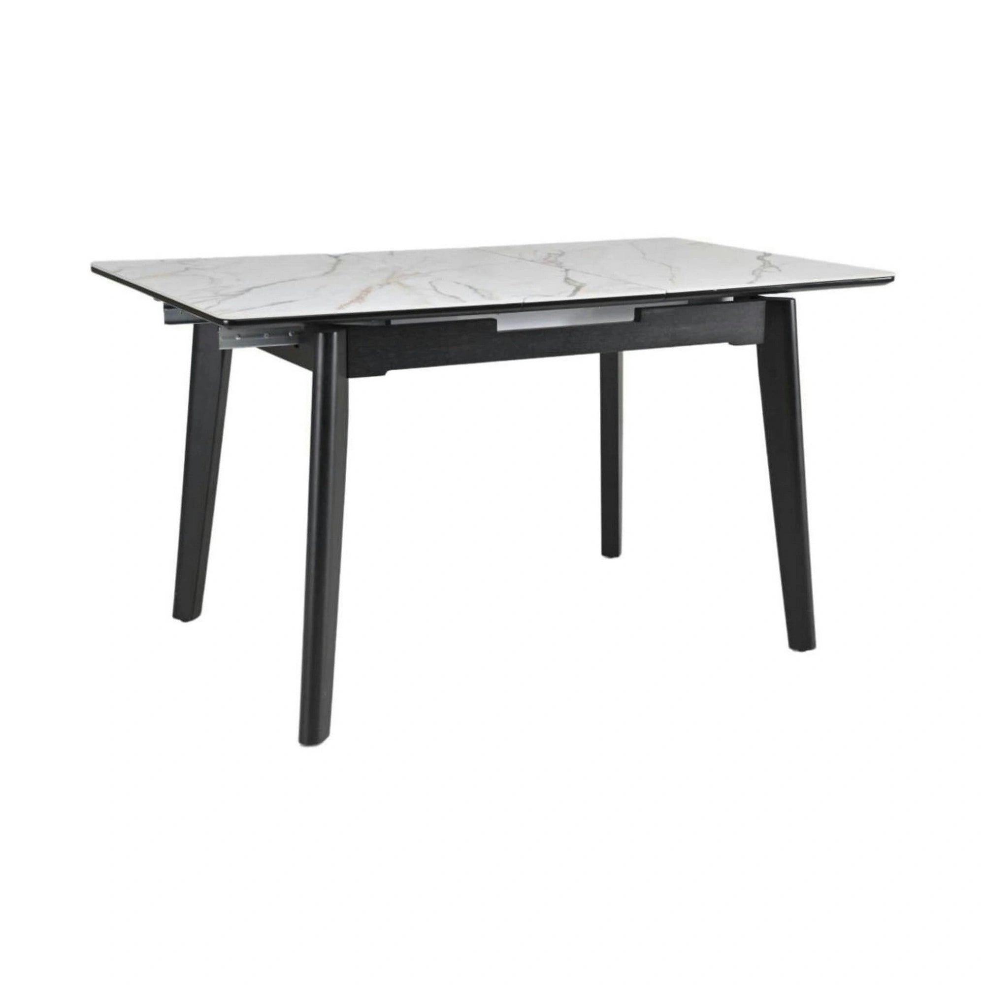 Masa extensibila OSTEN, alb cu efect de marmura/negru, 120/160x80x76 cm