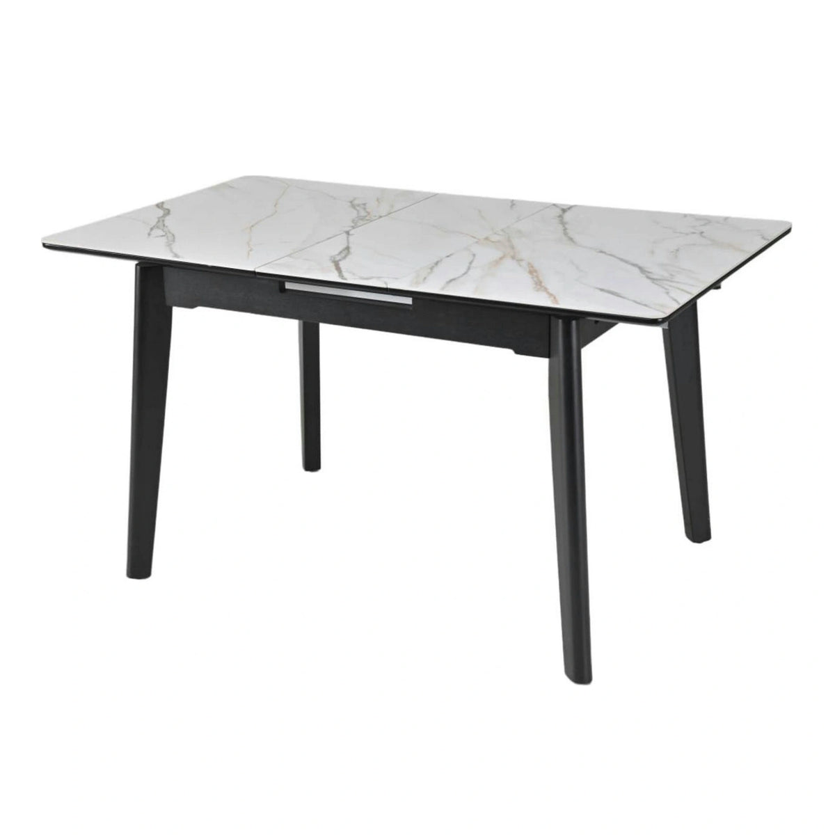 Masa extensibila OSTEN, alb cu efect de marmura/negru, 140/180x80x76 cm