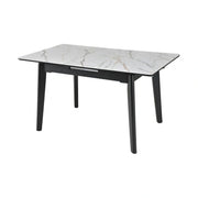 Masa extensibila OSTEN, alb cu efect de marmura/negru, 140/180x80x76 cm
