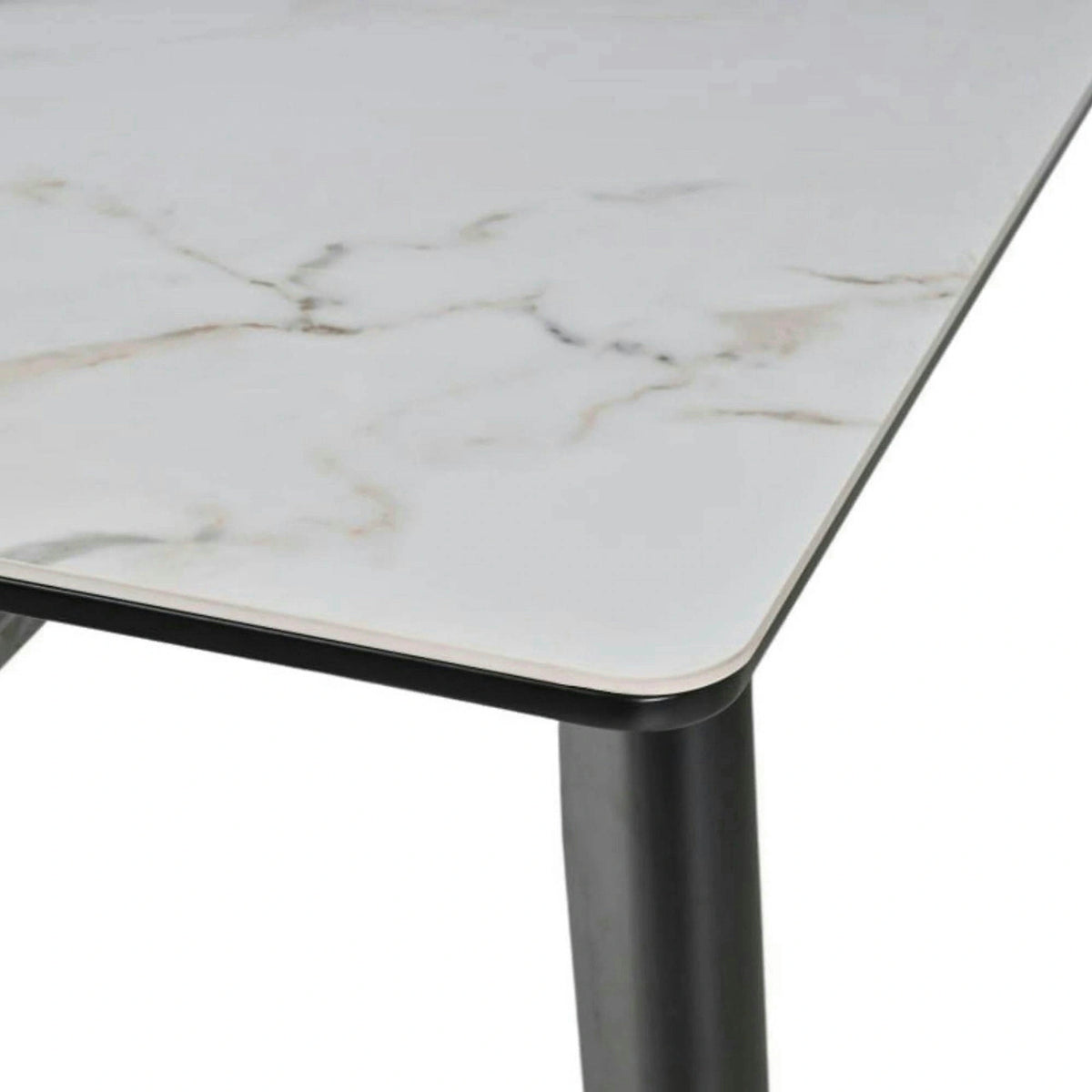 Masa extensibila OSTEN, alb cu efect de marmura/negru, 140/180x80x76 cm