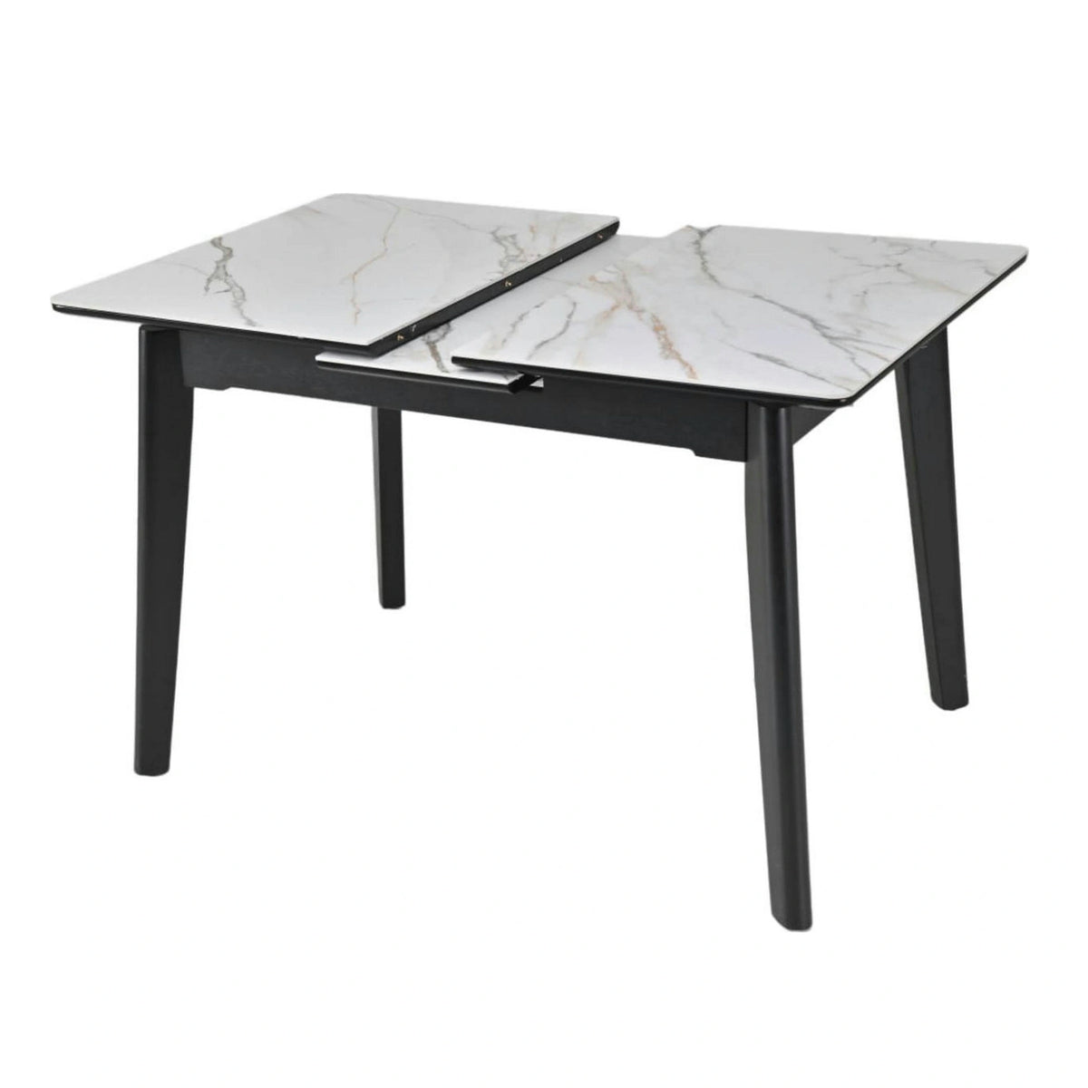 Masa extensibila OSTEN, alb cu efect de marmura/negru, 140/180x80x76 cm