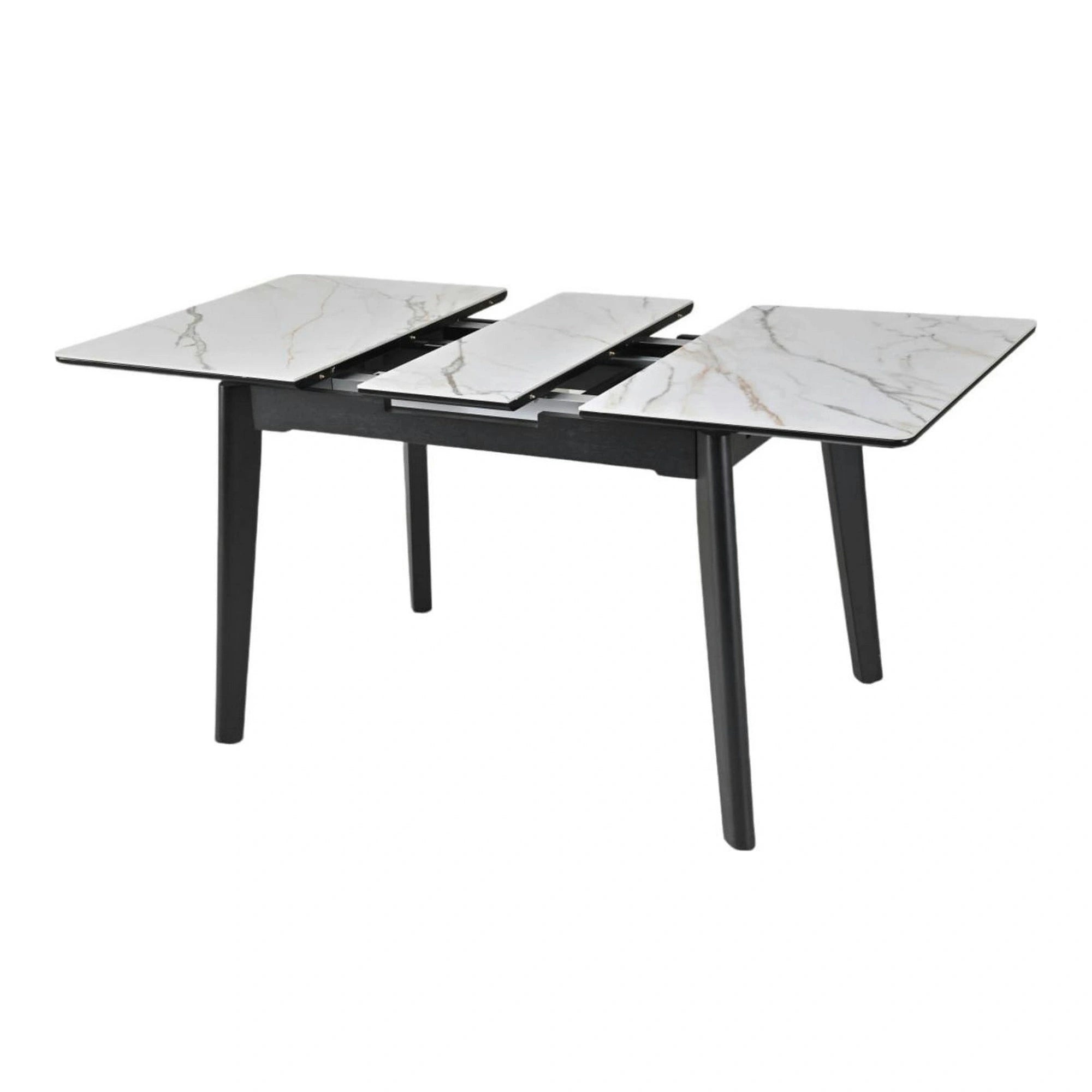 Masa extensibila OSTEN, alb cu efect de marmura/negru, 140/180x80x76 cm