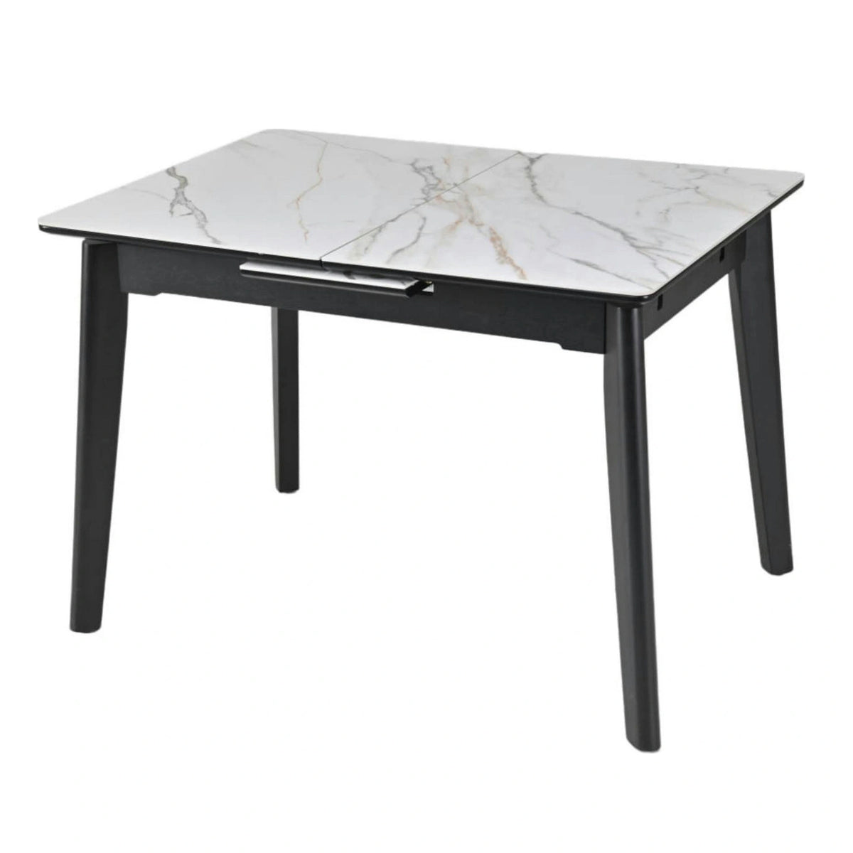 Masa extensibila OSTEN, alb cu efect de marmura/negru, 140/180x80x76 cm