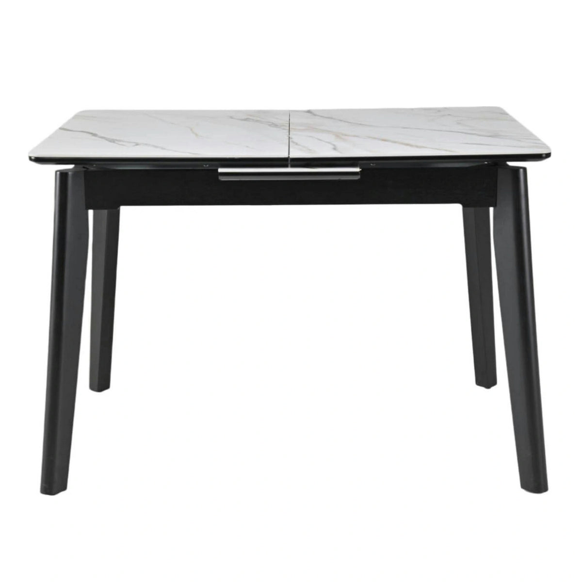 Masa extensibila OSTEN, alb cu efect de marmura/negru, 140/180x80x76 cm
