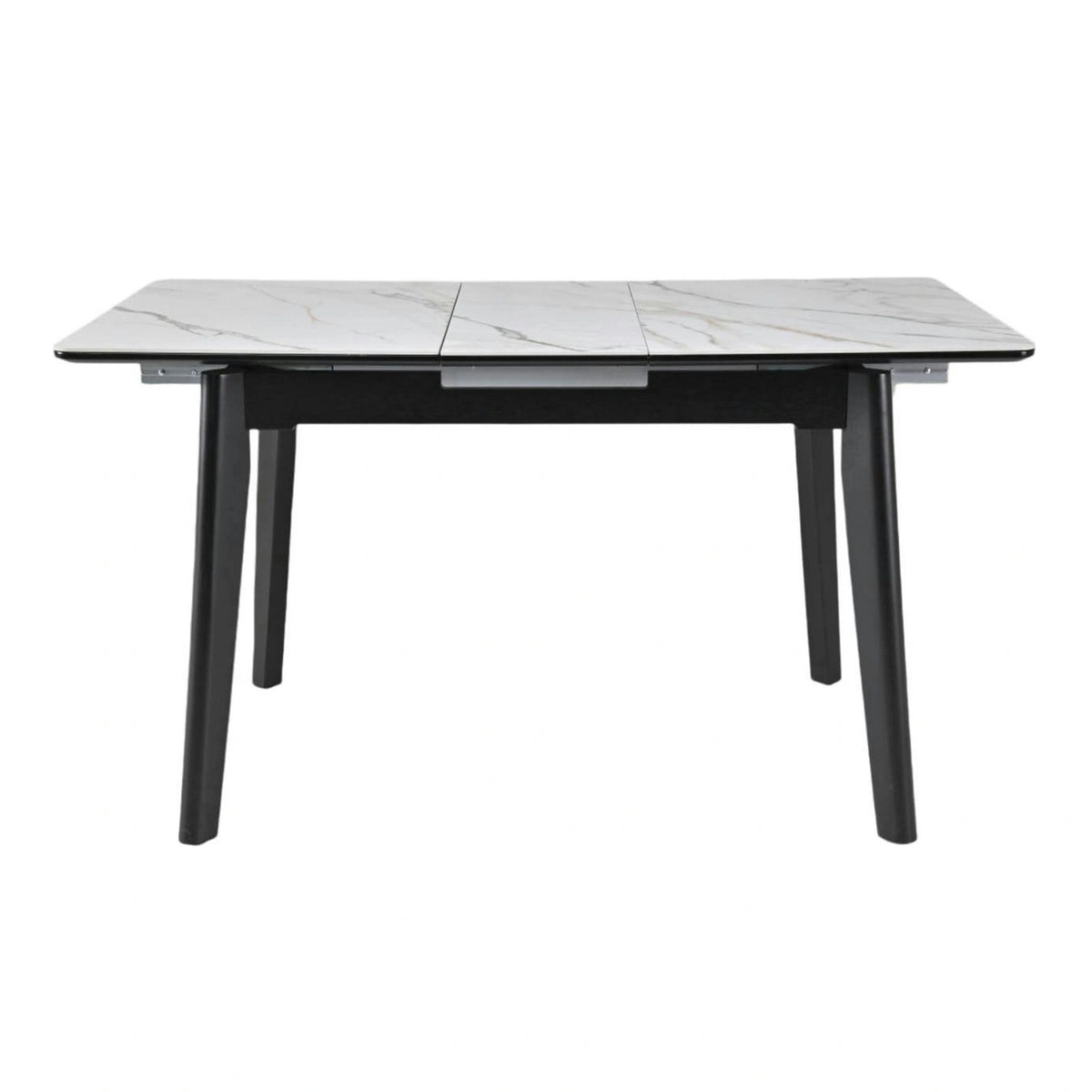 Masa extensibila OSTEN, alb cu efect de marmura/negru, 140/180x80x76 cm