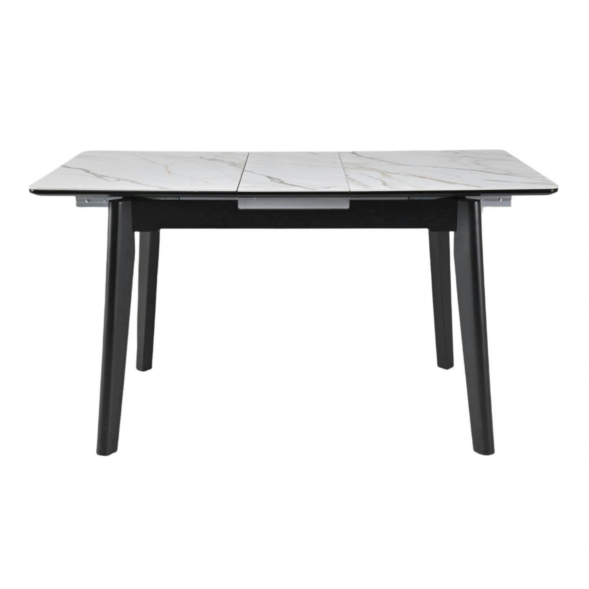 Masa extensibila OSTEN, alb cu efect de marmura/negru, 140/180x80x76 cm