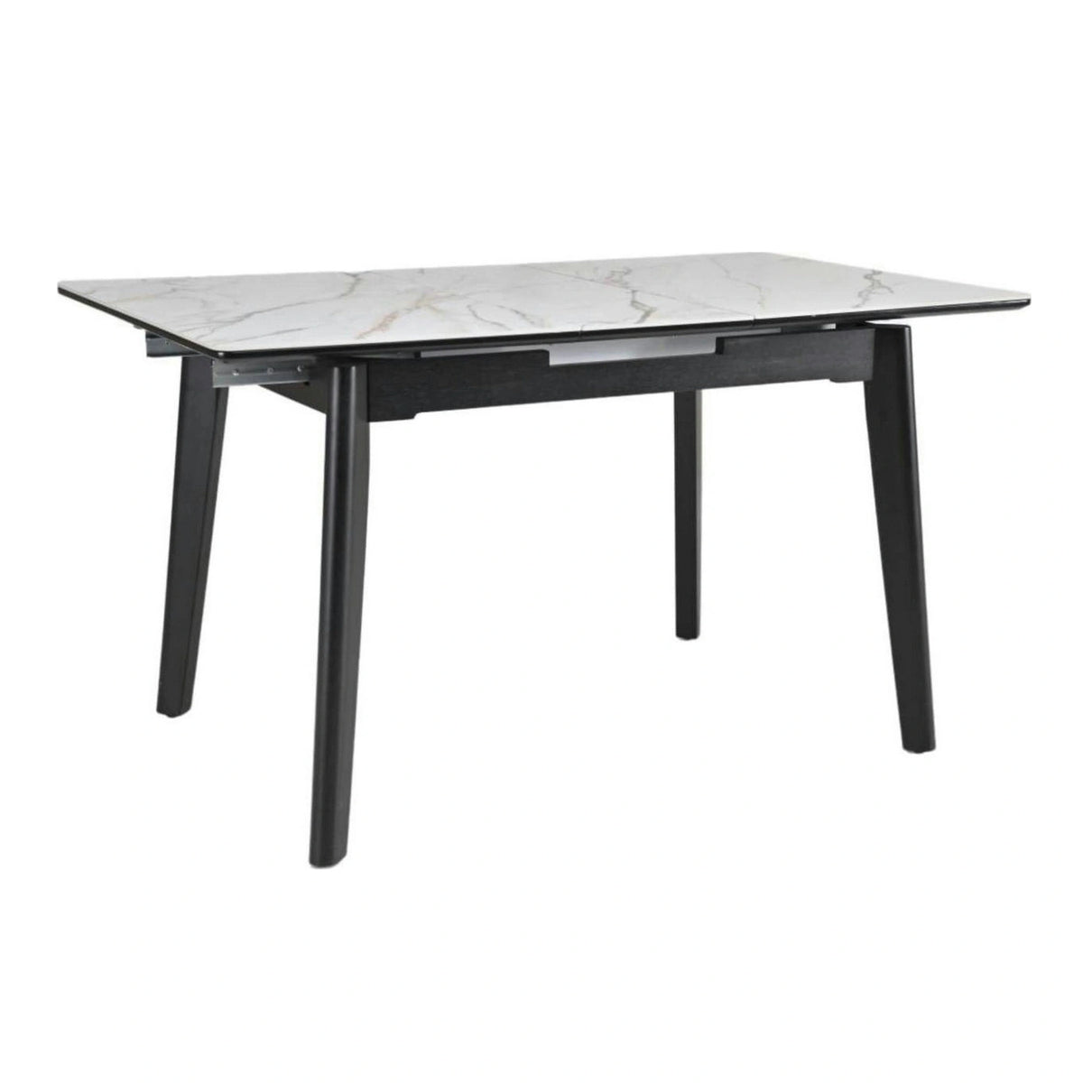 Masa extensibila OSTEN, alb cu efect de marmura/negru, 140/180x80x76 cm