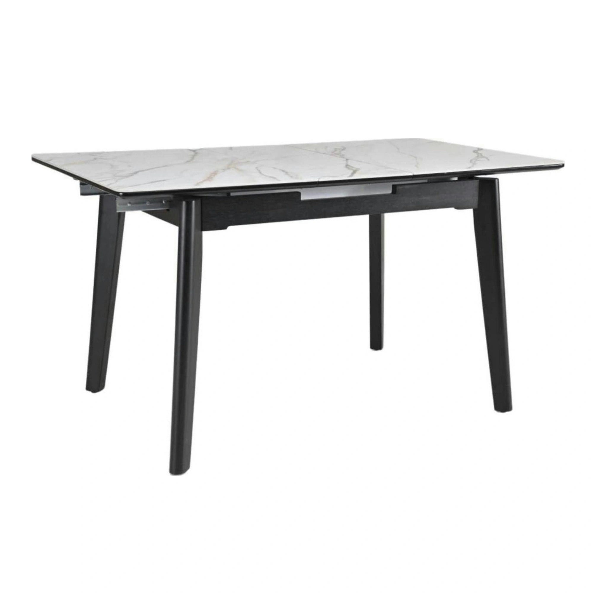 Masa extensibila OSTEN, alb cu efect de marmura/negru, 140/180x80x76 cm