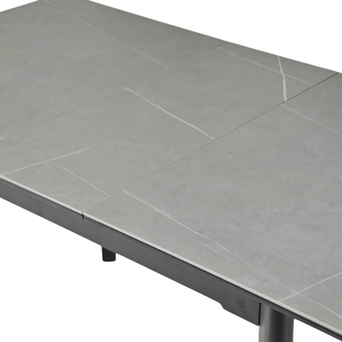 Masa extensibila OSTEN, gri cu efect de marmura/negru, 110/140x80x76 cm