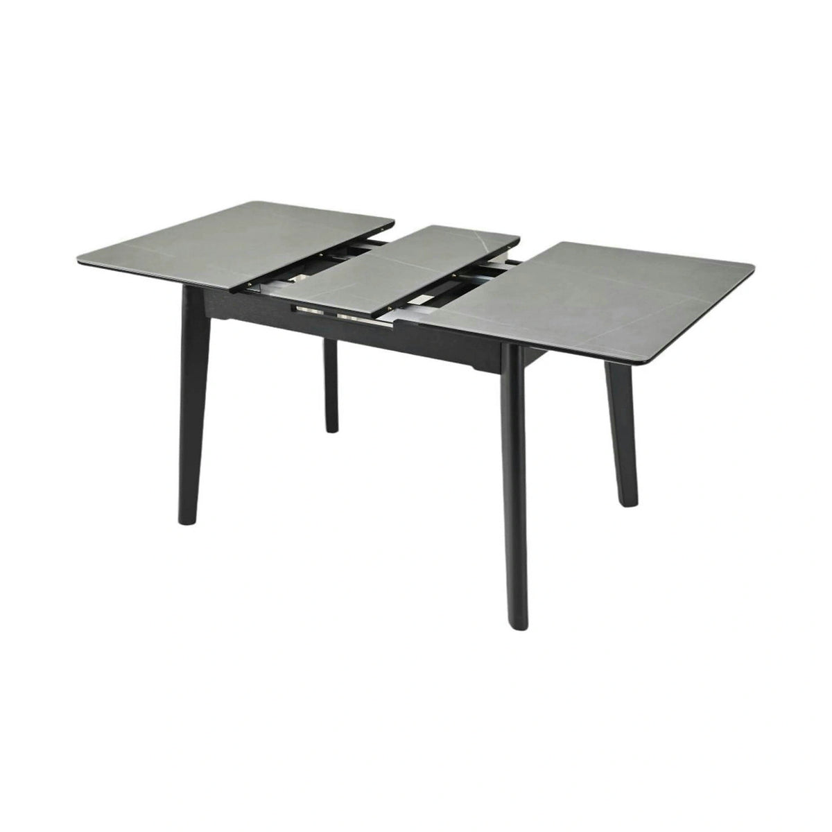 Masa extensibila OSTEN, gri cu efect de marmura/negru, 110/140x80x76 cm