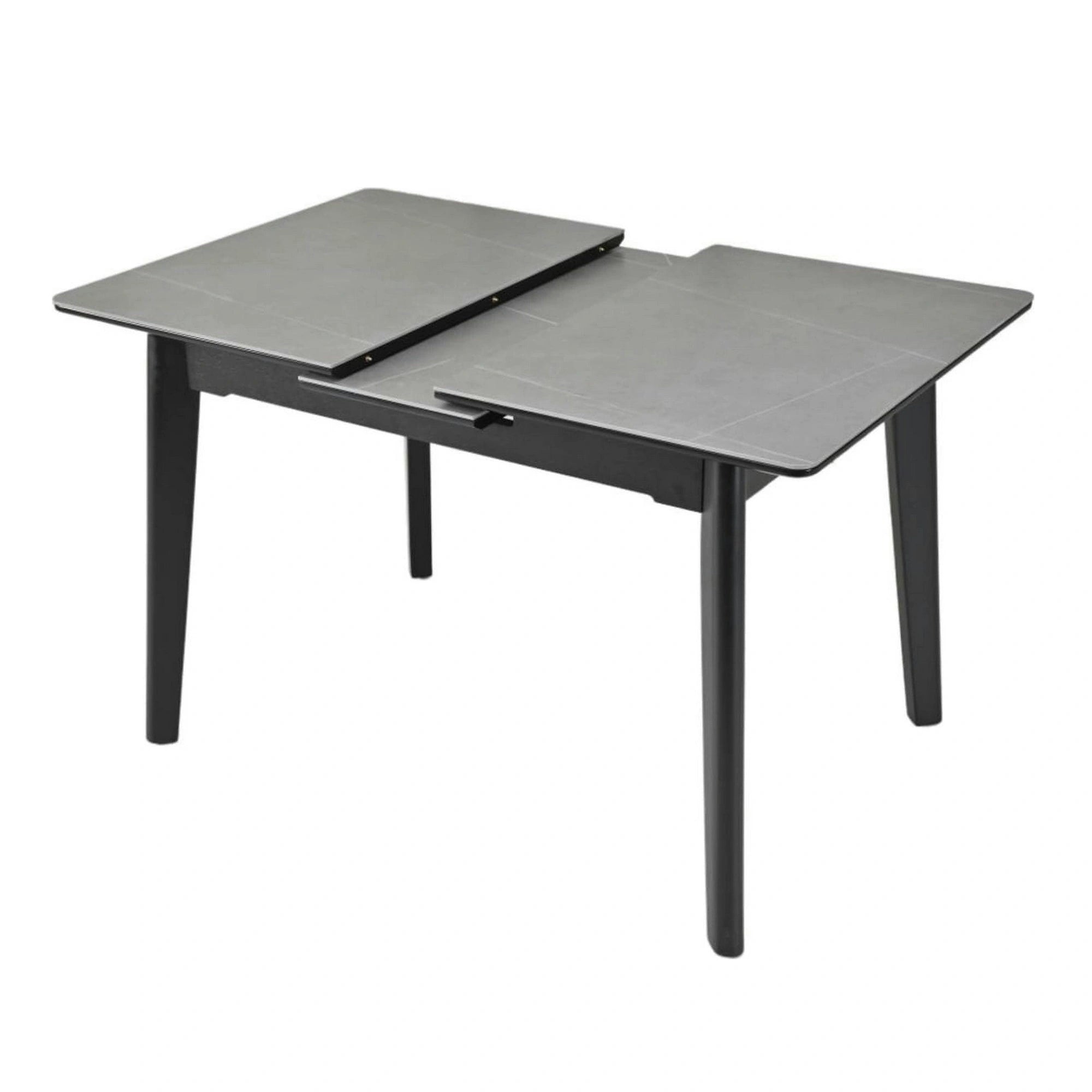 Masa extensibila OSTEN, gri cu efect de marmura/negru, 140/180x80x76 cm