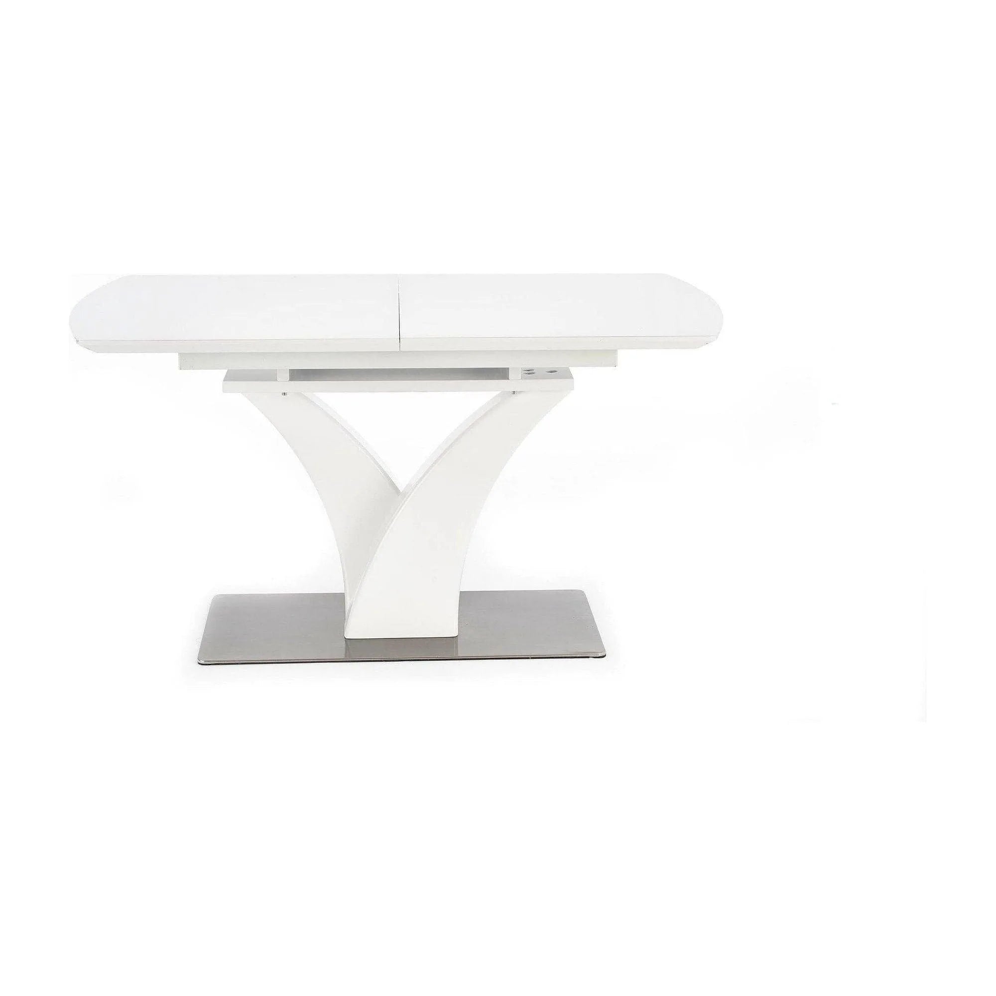 Masa extensibila PALERMO, alb, sticla/otel, 140/180x80x75 cm