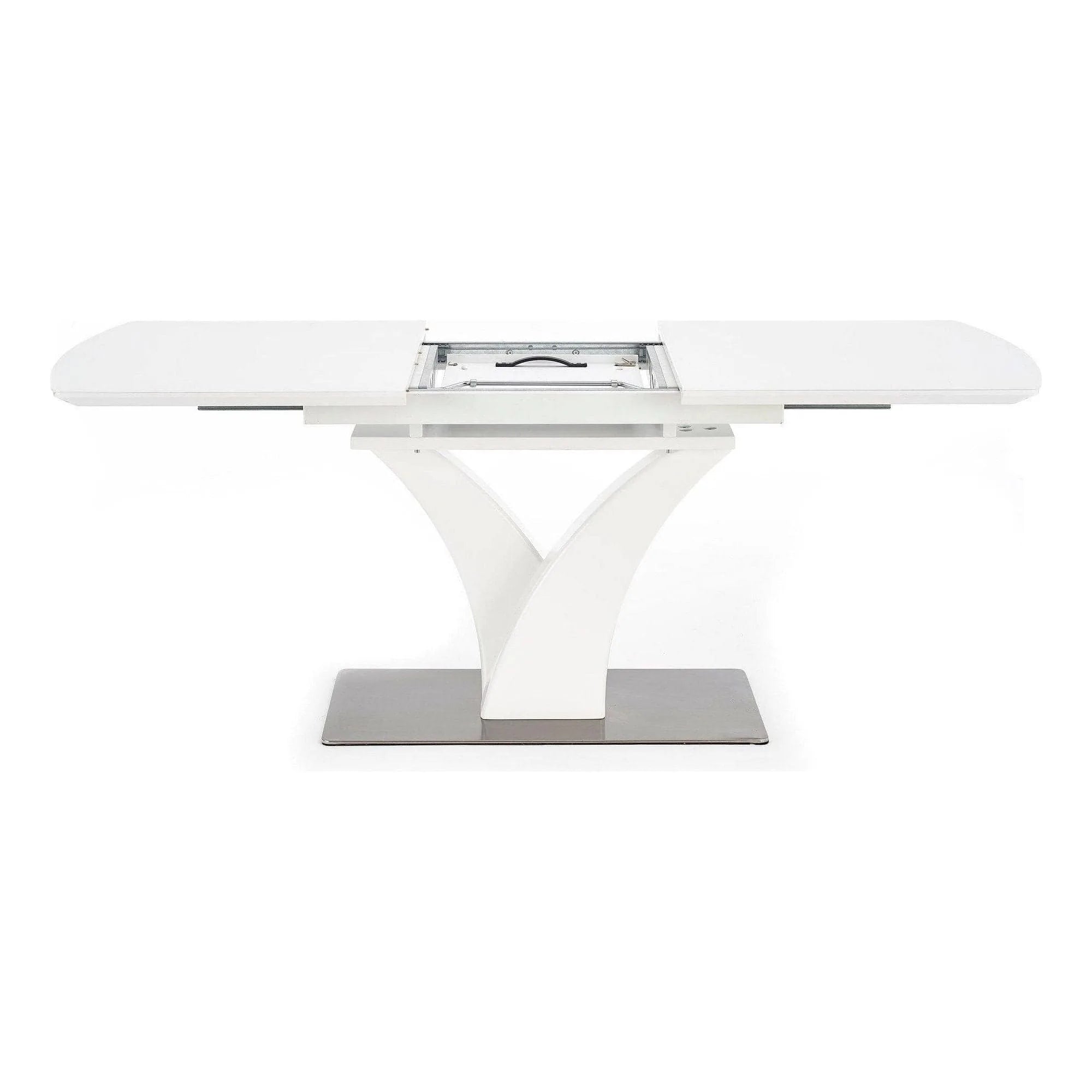 Masa extensibila PALERMO, alb, sticla/otel, 140/180x80x75 cm