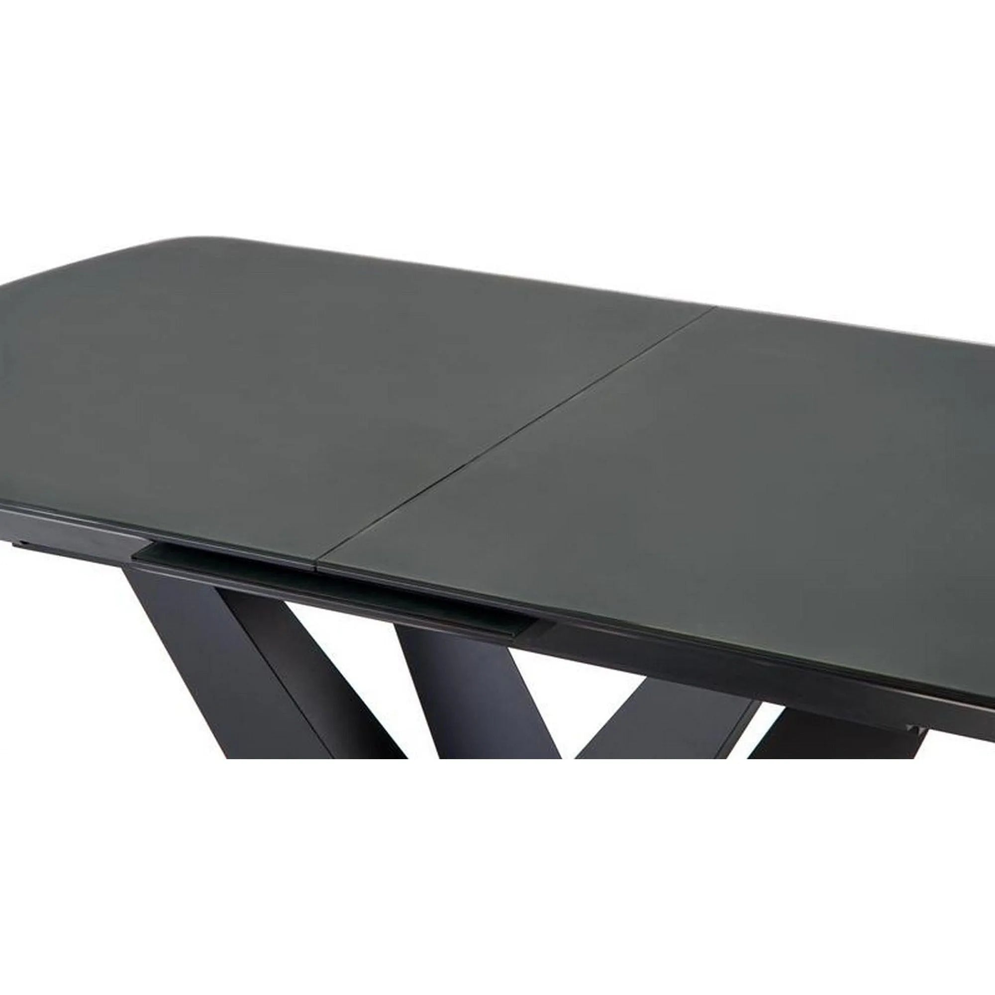 Masa extensibila PATRIZIO, negru, sticla/otel, 160/200x90x77 cm