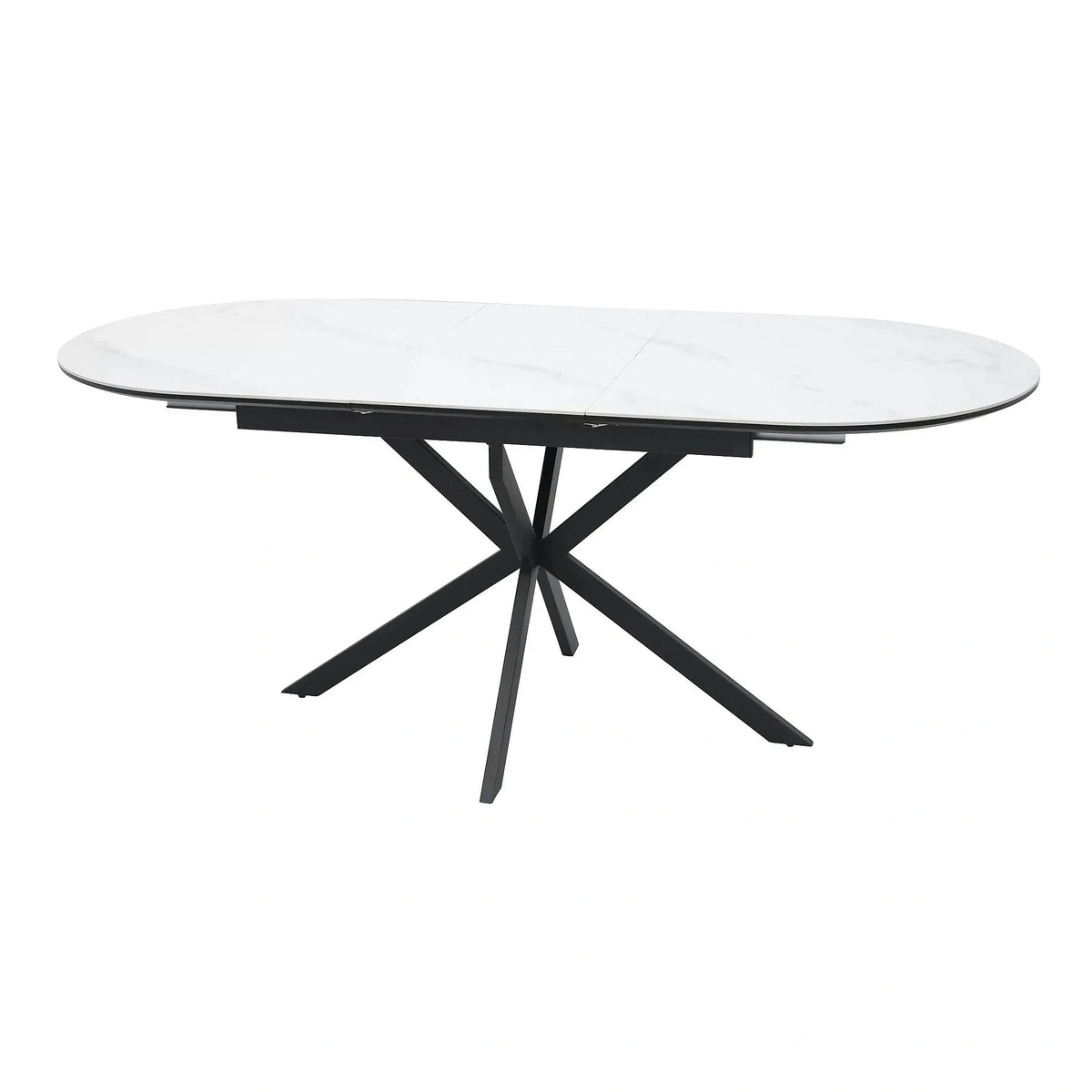 Masa extensibila pentru sufragerie GASTON, alb/negru, ceramica/metal, 140/180x80x76 cm