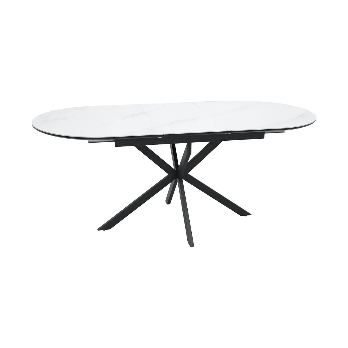Masa extensibila pentru sufragerie GASTON, alb/negru, ceramica/metal, 140/180x80x76 cm