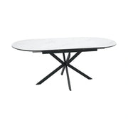Masa extensibila pentru sufragerie GASTON, alb/negru, ceramica/metal, 140/180x80x76 cm