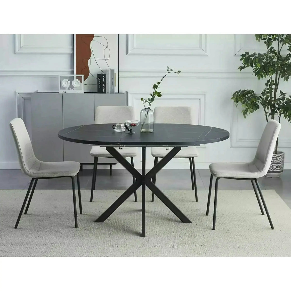 Masa extensibila pentru sufragerie GASTON, negru, 100/135x100x75 cm