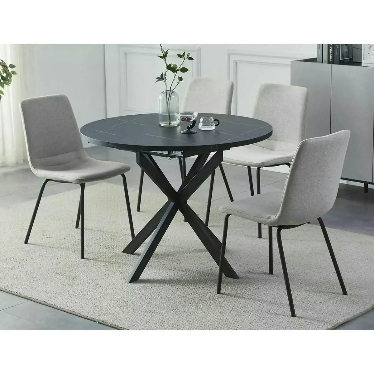 Masa extensibila pentru sufragerie GASTON, negru, 100/135x100x75 cm