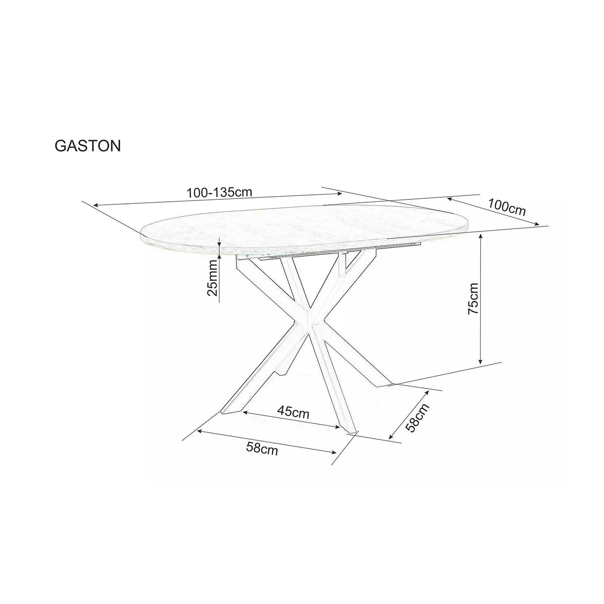 Masa extensibila pentru sufragerie GASTON, negru, 100/135x100x75 cm