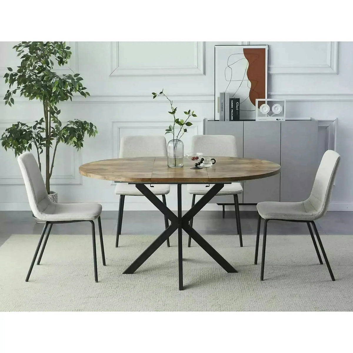 Masa extensibila pentru sufragerie GASTON, nuc/negru, 100/135x100x75 cm