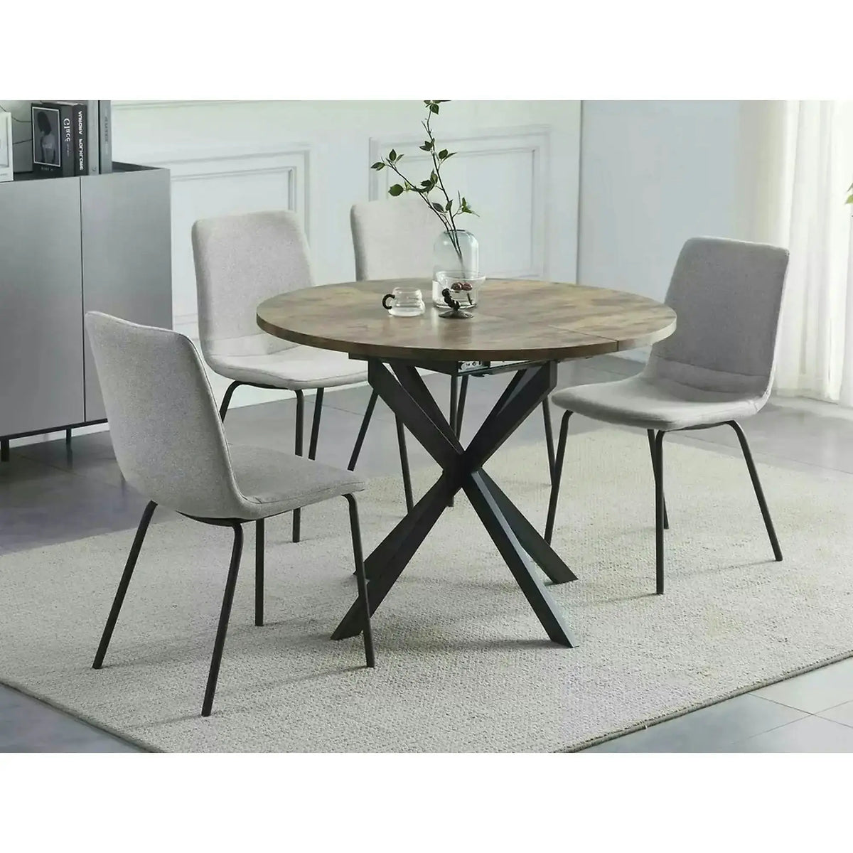 Masa extensibila pentru sufragerie GASTON, nuc/negru, 100/135x100x75 cm