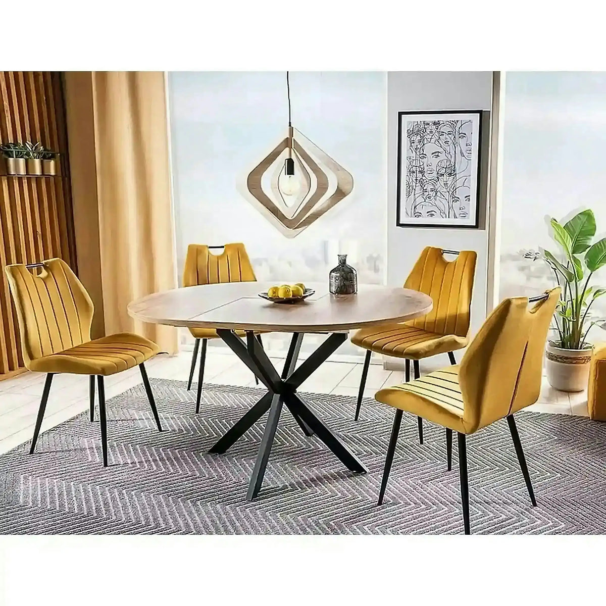 Masa extensibila pentru sufragerie GASTON, stejar/negru, 100/135x100x75 cm