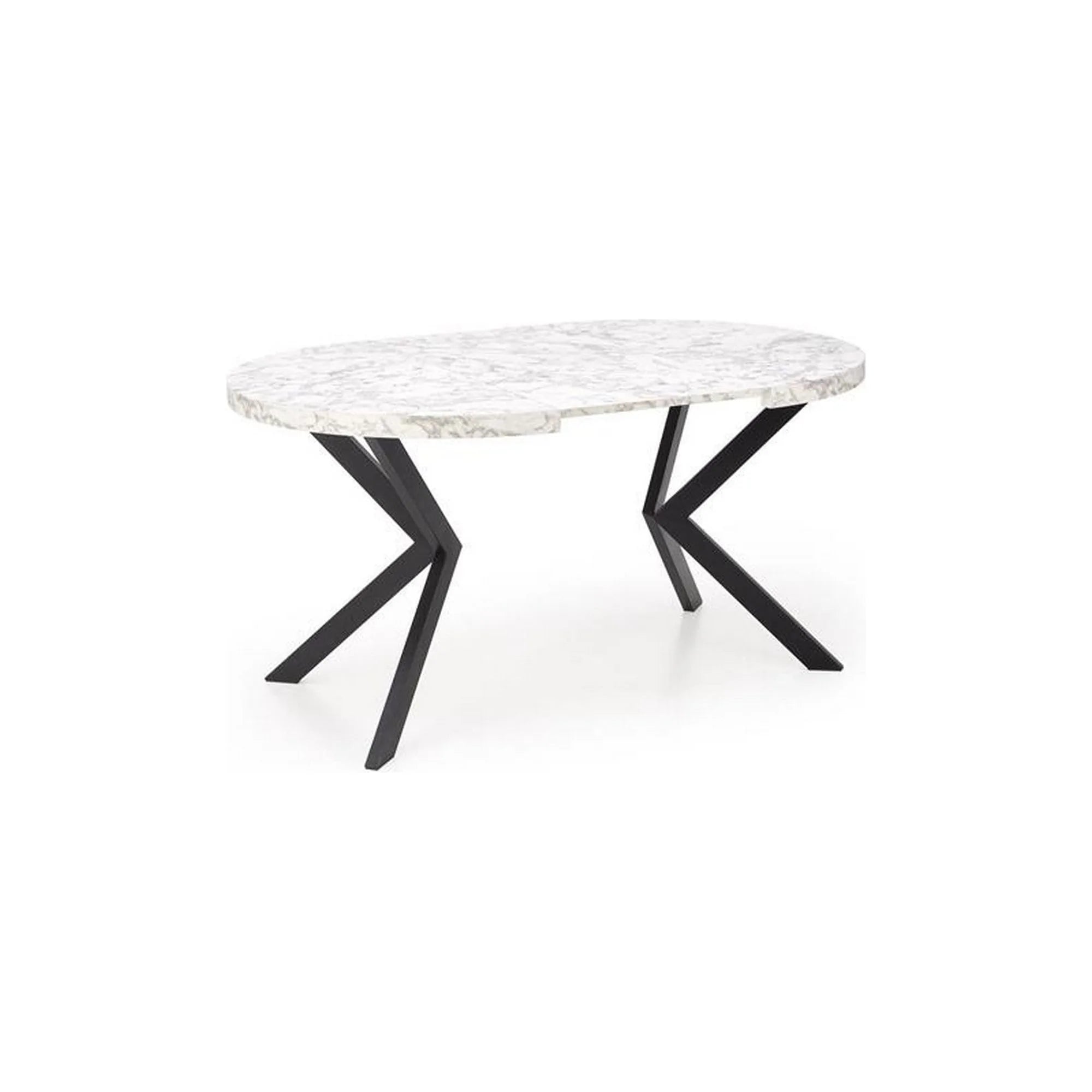 Masa extensibila PERONI, alb/negru, PAL furniruit /otel, 100/250x100x75 cm