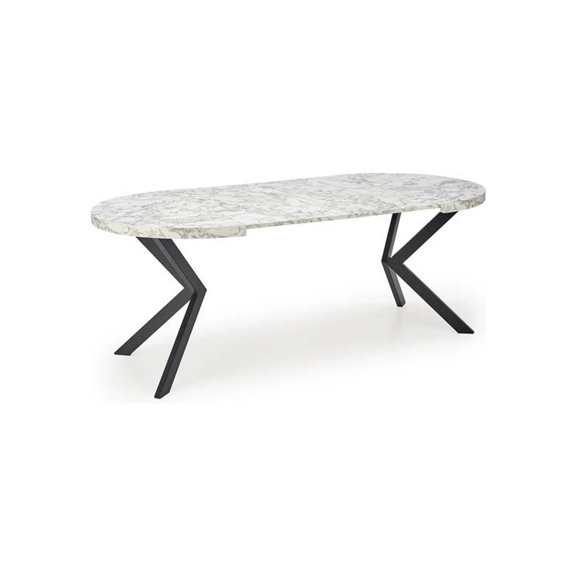 Masa extensibila PERONI, alb/negru, PAL furniruit /otel, 100/250x100x75 cm