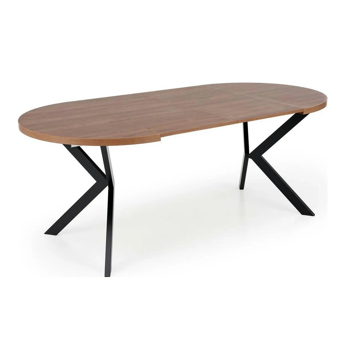 Masa extensibila PERONI, nuc/negru, PAL furniruit /otel, 100/250x100x75 cm