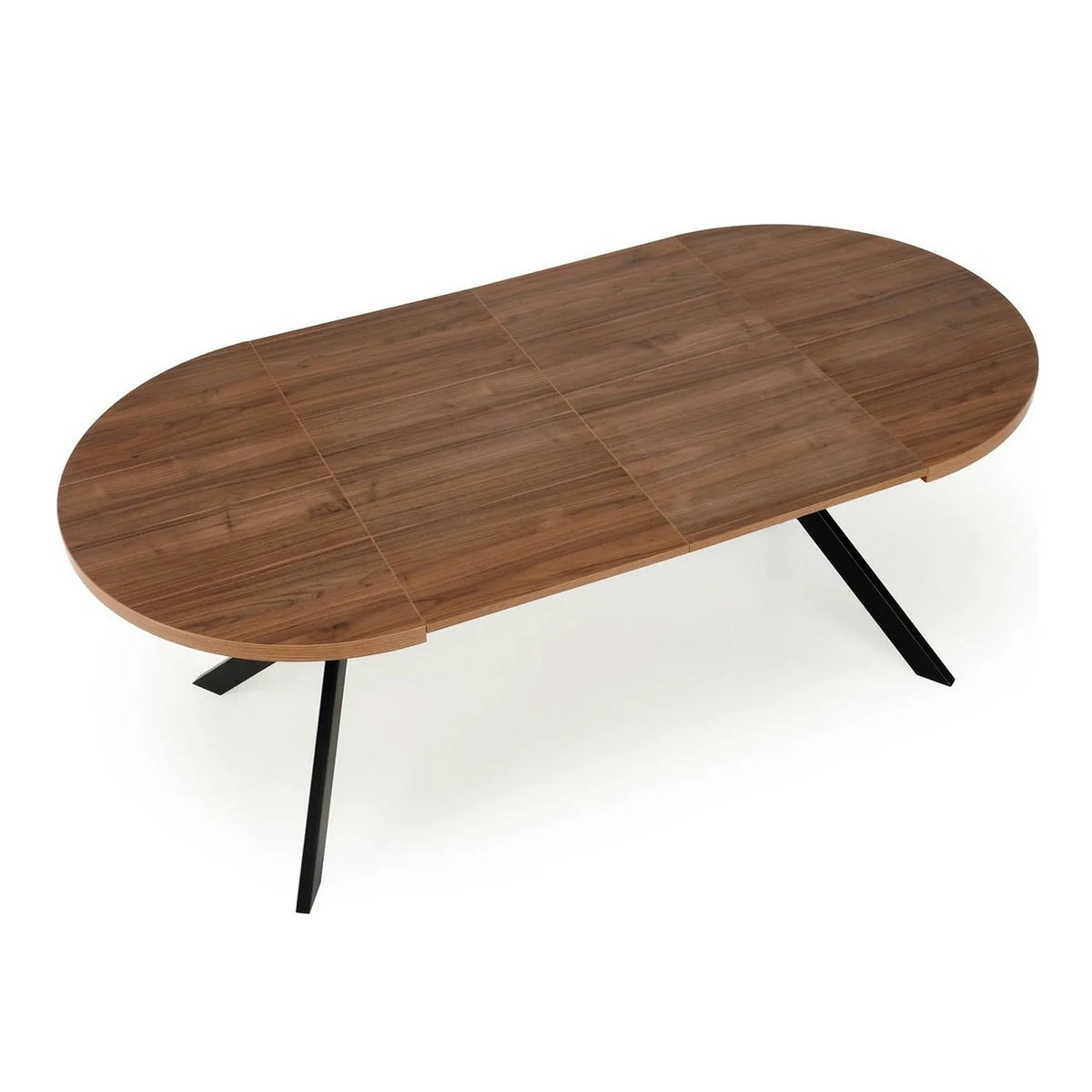 Masa extensibila PERONI, nuc/negru, PAL furniruit /otel, 100/250x100x75 cm