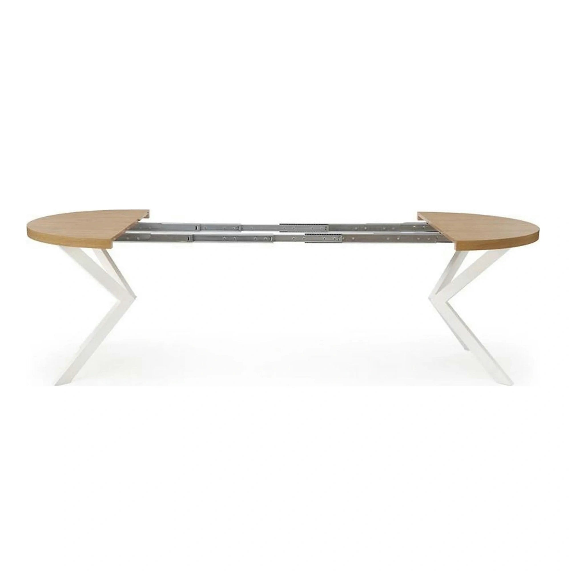 Masa extensibila PERONI, stejar auriu/alb, PAL furniruit/otel, 100/250x100x75 cm