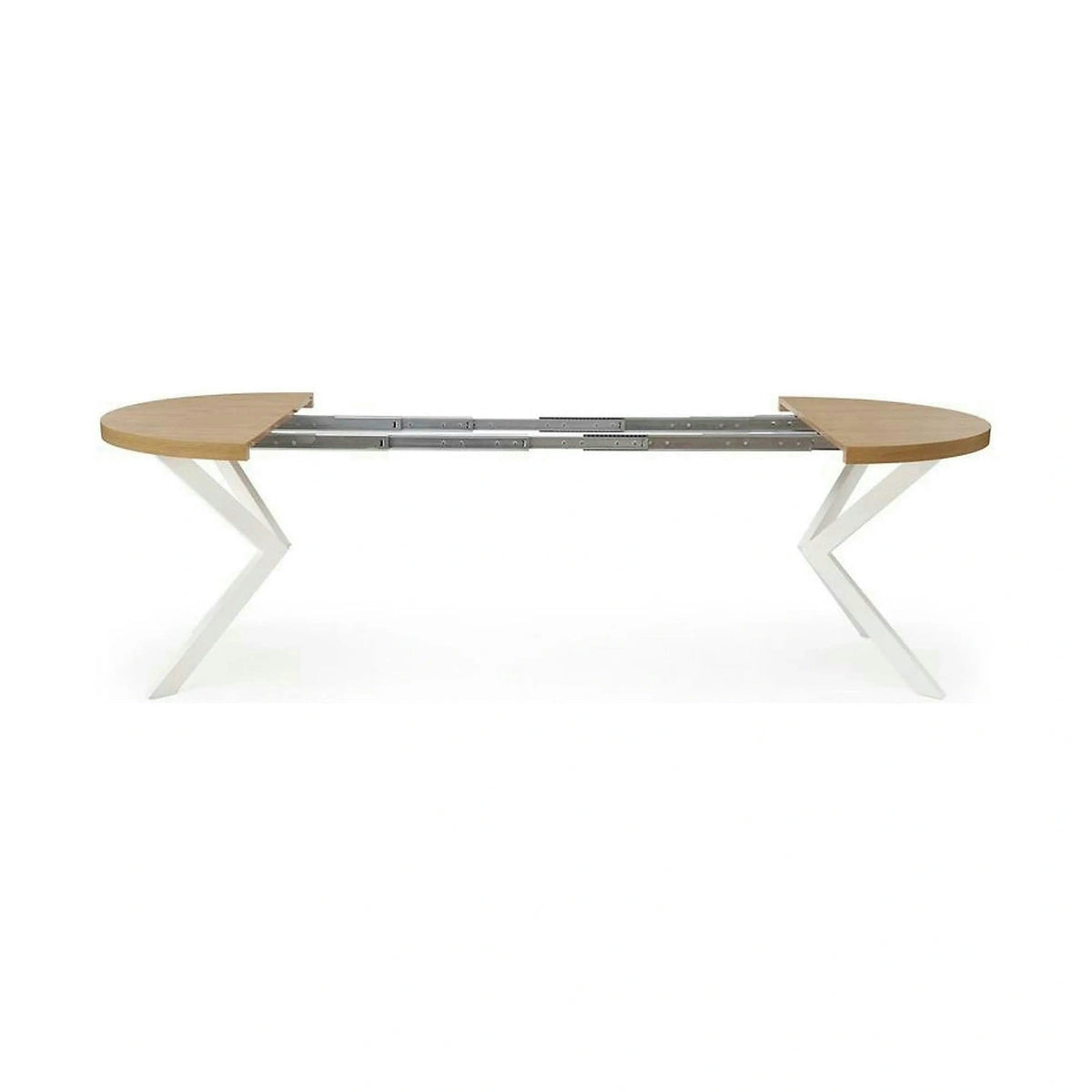 Masa extensibila PERONI, stejar auriu/alb, PAL furniruit/otel, 100/250x100x75 cm