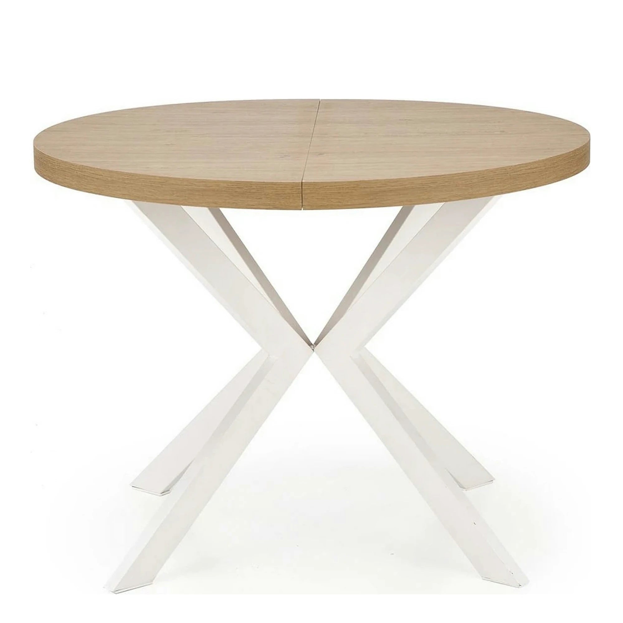 Masa extensibila PERONI, stejar auriu/alb, PAL furniruit/otel, 100/250x100x75 cm
