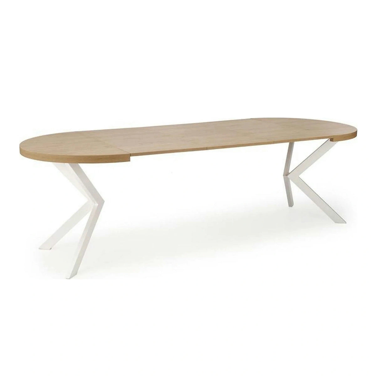 Masa extensibila PERONI, stejar auriu/alb, PAL furniruit/otel, 100/250x100x75 cm