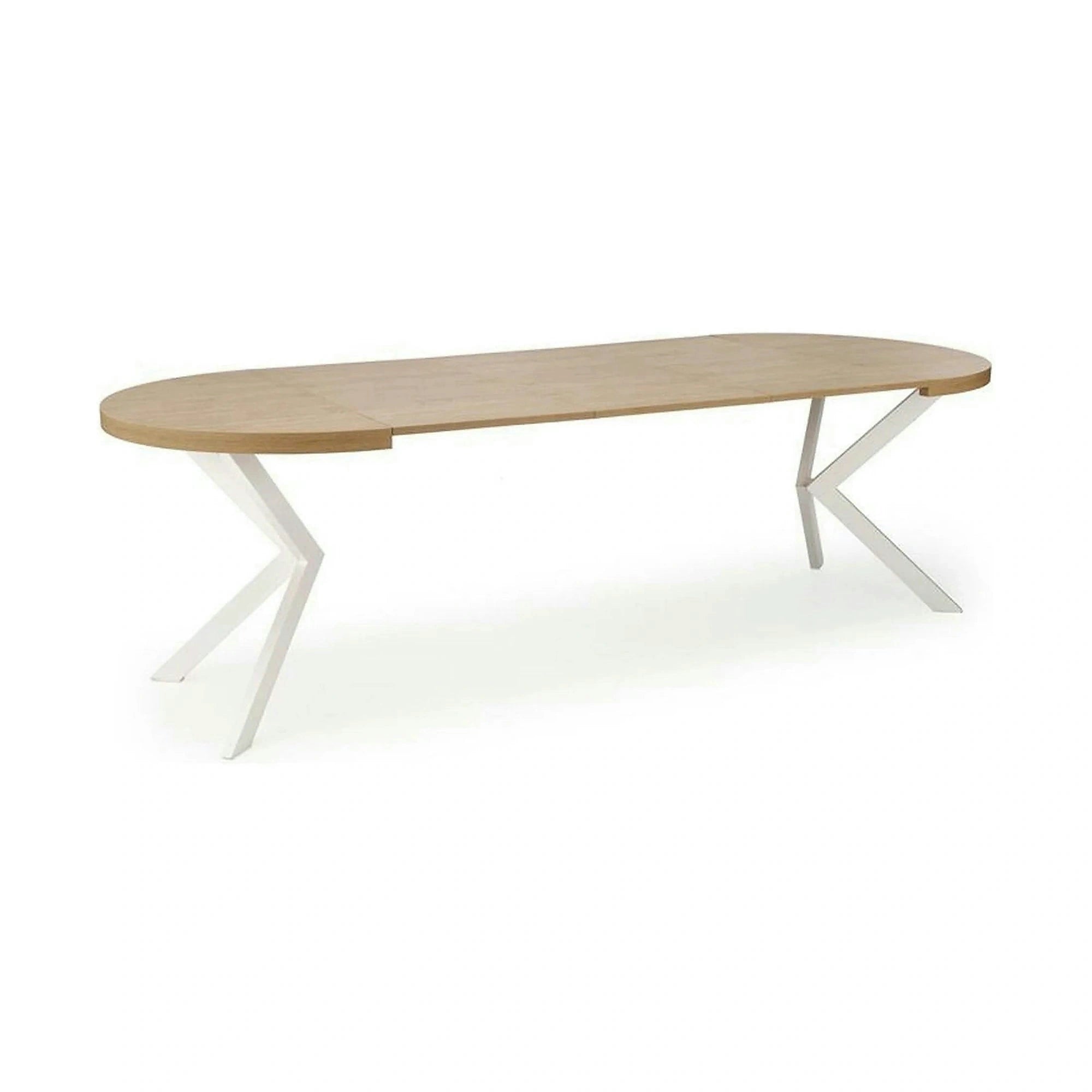 Masa extensibila PERONI, stejar auriu/alb, PAL furniruit/otel, 100/250x100x75 cm
