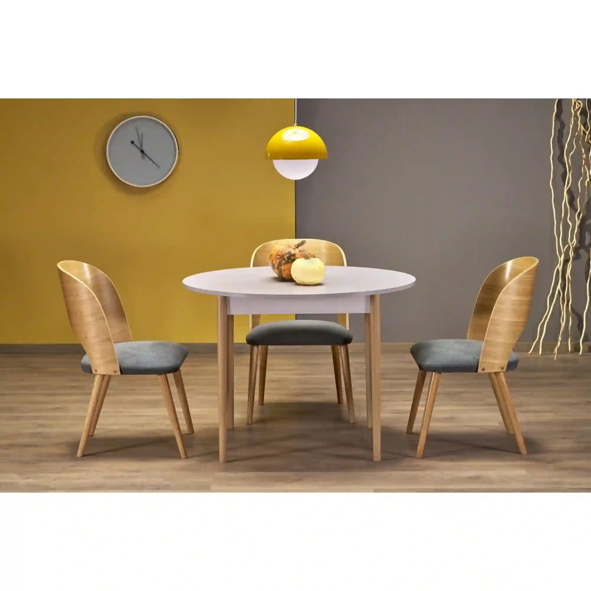 Masa extensibila PIVOT, casmir/stejar natural, PAL laminat/lemn, 102/142x102x75 cm