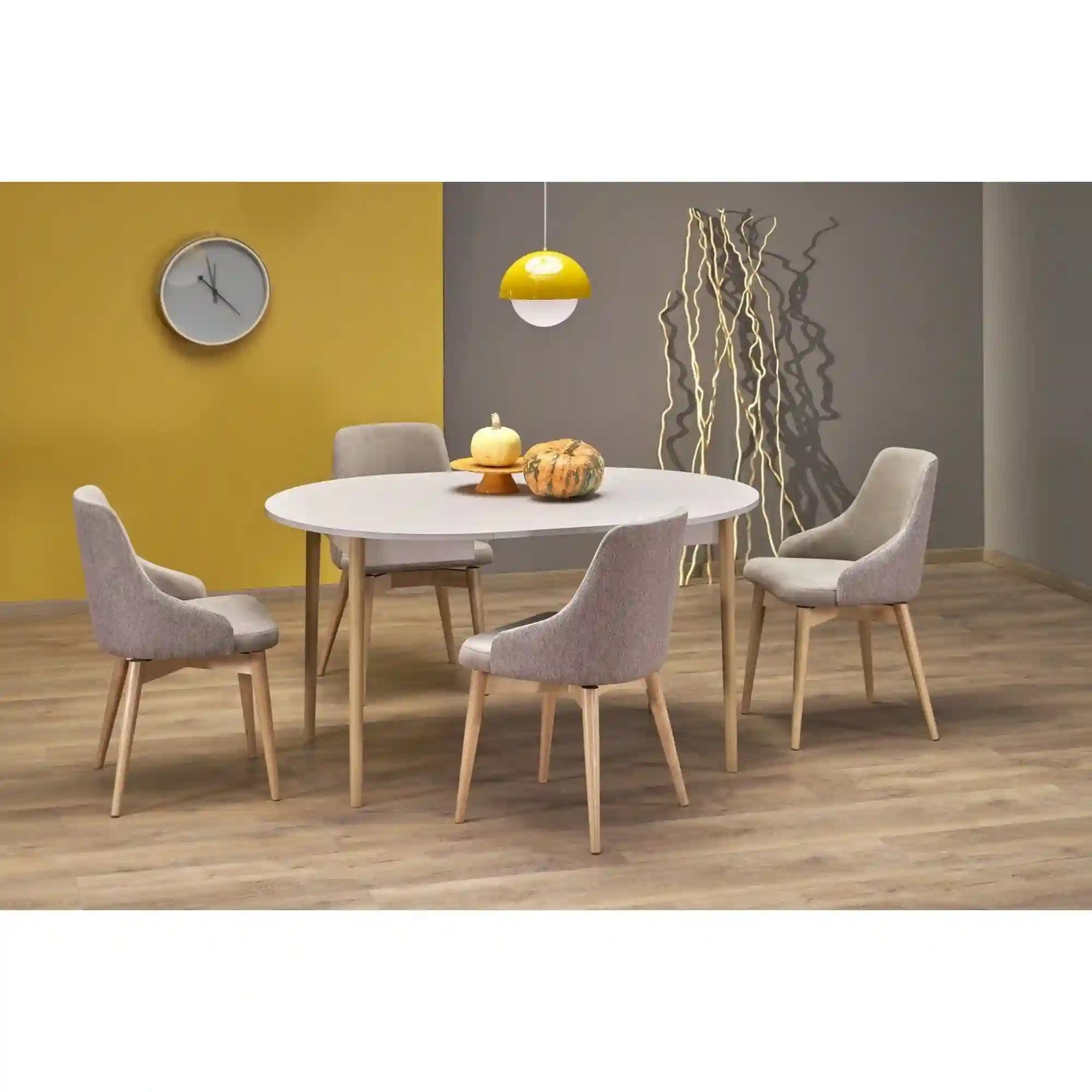 Masa extensibila PIVOT, casmir/stejar natural, PAL laminat/lemn, 102/142x102x75 cm