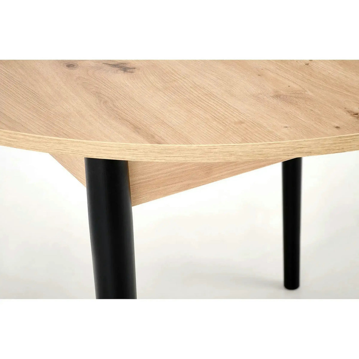 Masa extensibila PIVOT, stejar artisan/negru, PAL laminat/lemn, 102/142x102x75 cm