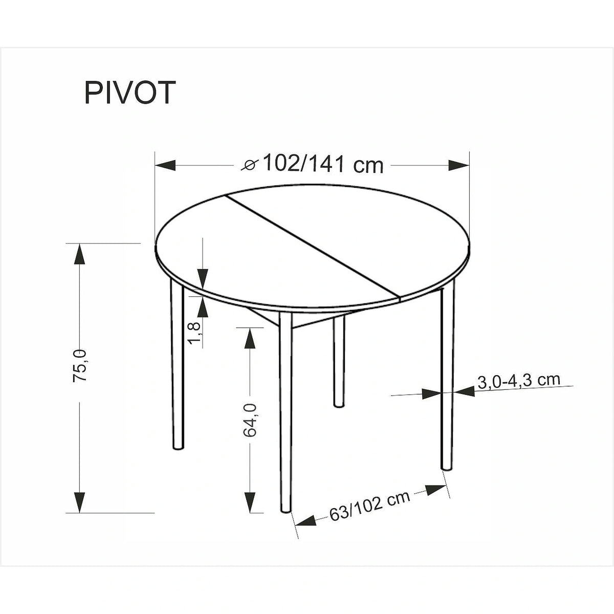 Masa extensibila PIVOT, stejar artisan/negru, PAL laminat/lemn, 102/142x102x75 cm