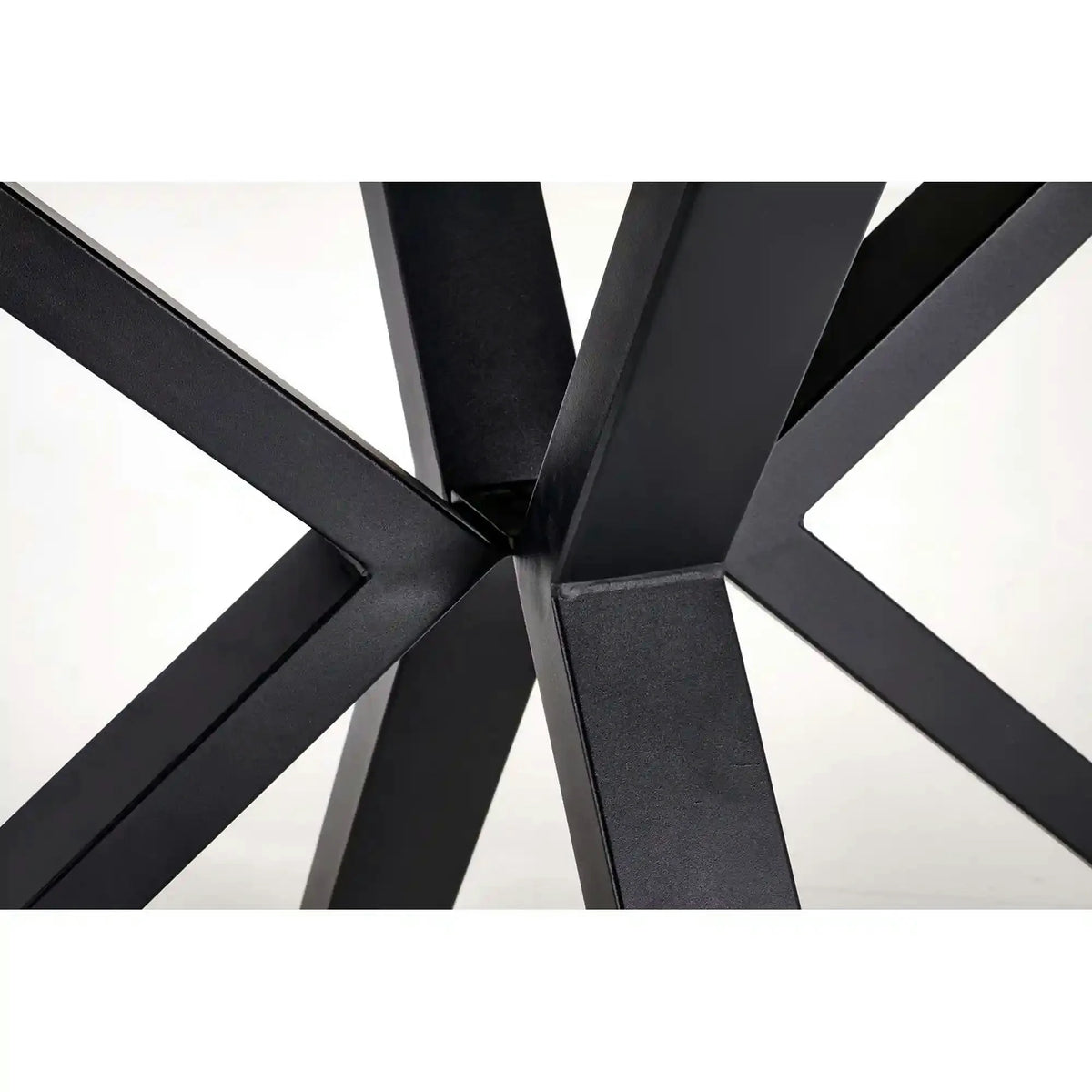 Masa extensibila PLATAN, alb cu efect de marmura/negru, piatra sinterizata/otel, 140/180x85x76 cm
